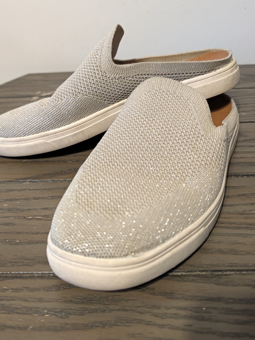 Women's Slip-On Knit Mule Sneakers - Light Beige